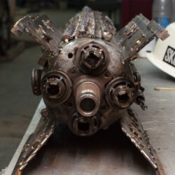 Rocketship sculpture bottom view