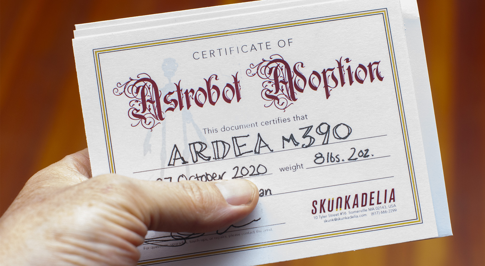 robot Adoption Certificate