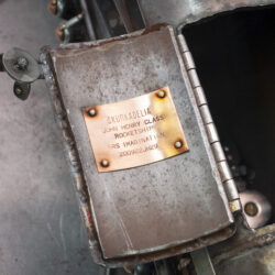 copper plaque on the inside of the rocket hatch