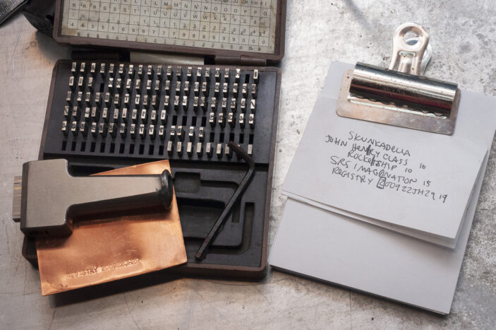 letter stamping setup